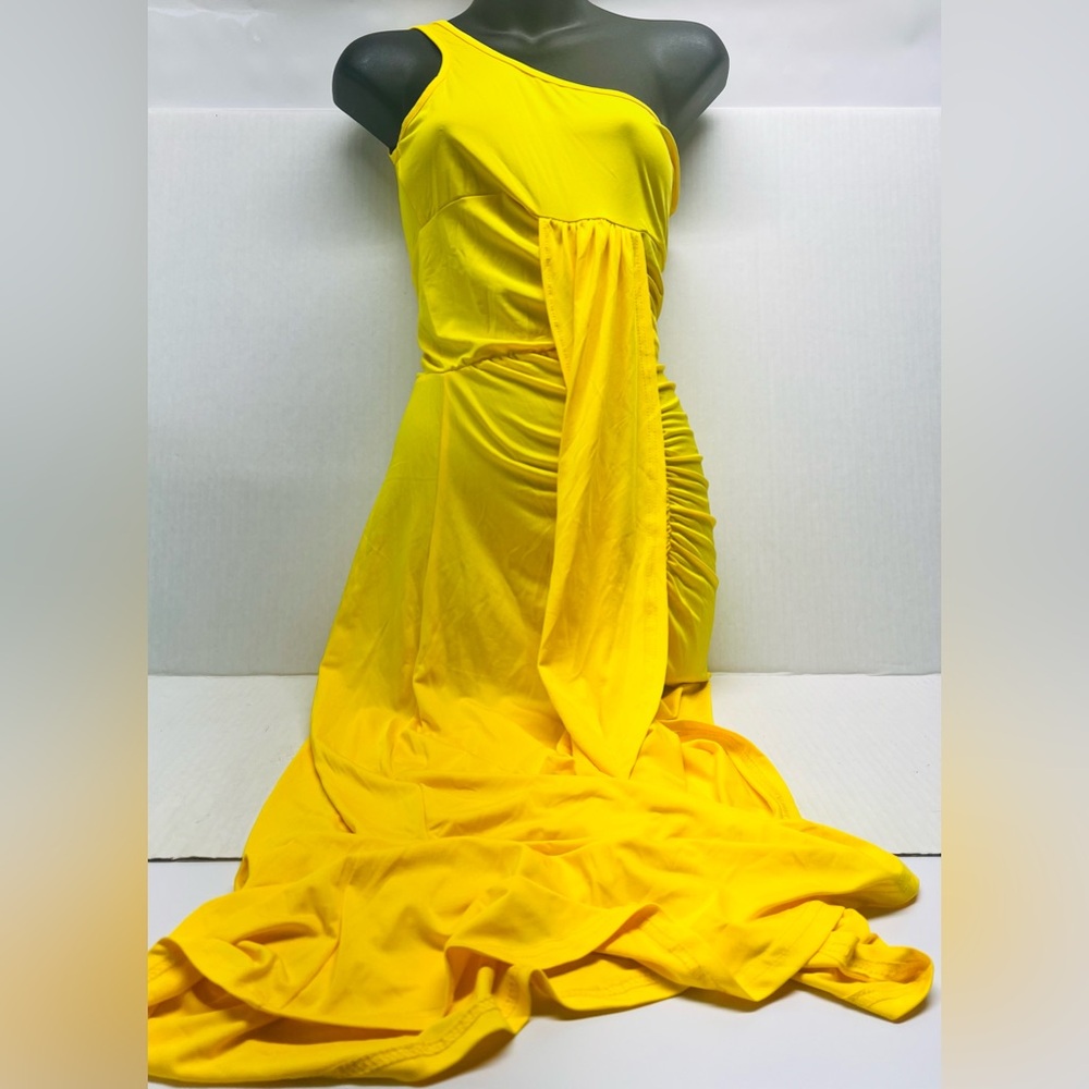 Chic Me Yellow One Shoulder Dress